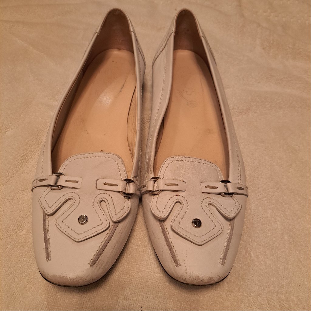 Tod's White Leather Loafers 10